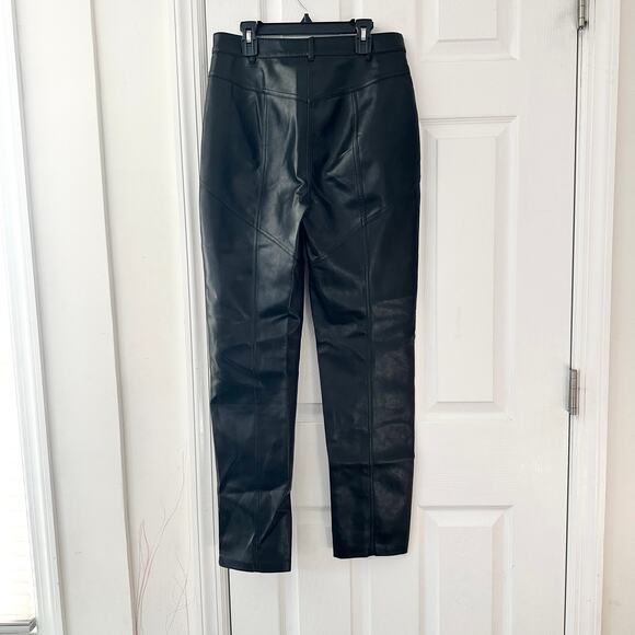 Wilfred Aritzia Rebel Black Faux Leather High Rise Straight Tapered Pants 8 - Picture 7 of 10